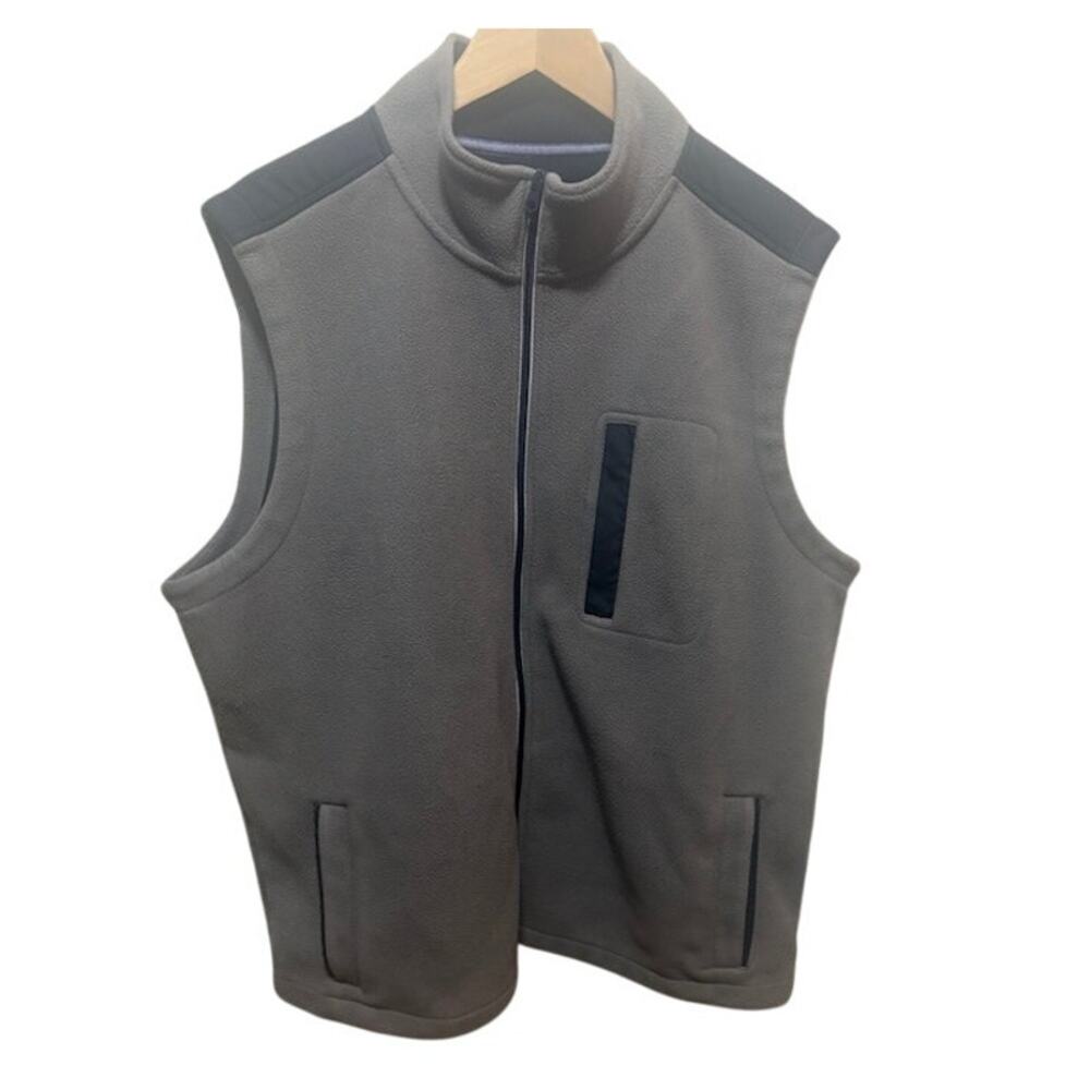 Brooks Brothers Full Zip Fleece Vest Polyester Full Zip Gray Men's Size XXL